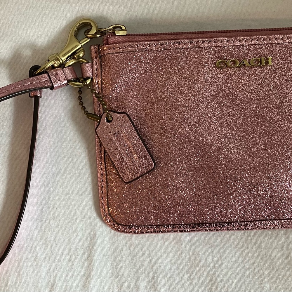 Coach Rose Glitter Wristlet
